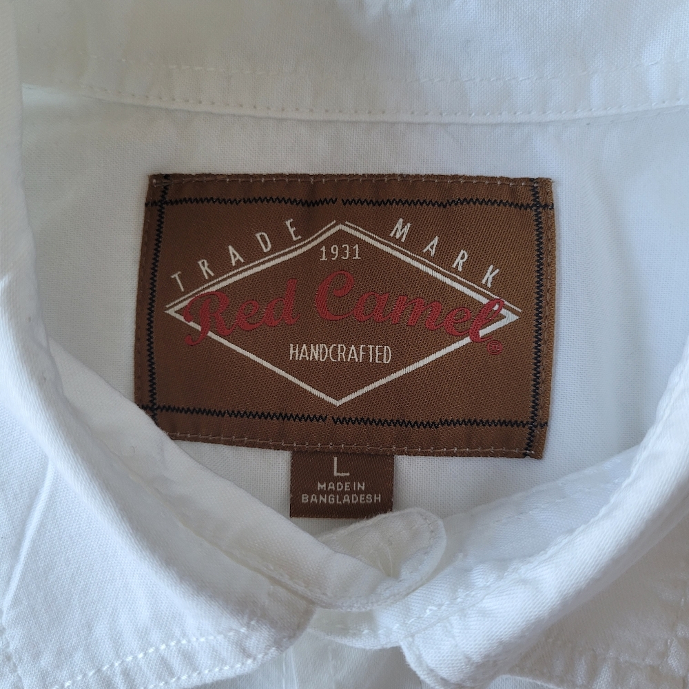 Red Camel Men's White Casual Button Down Shirt